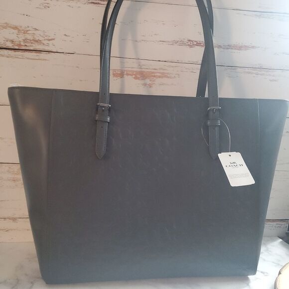 Coach RETAIL Signature C embossed turnlock tote In Midnight With Silver Hardware - Picture 8 of 11